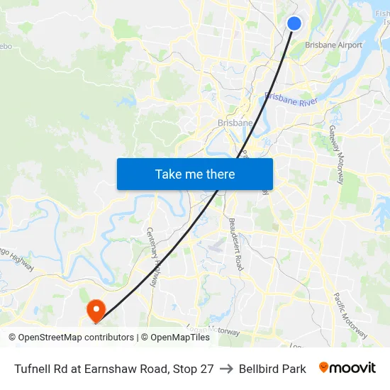 Tufnell Rd at Earnshaw Road, Stop 27 to Bellbird Park map