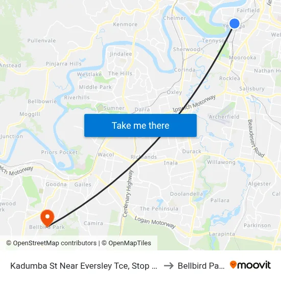 Kadumba St Near Eversley Tce, Stop 23 to Bellbird Park map