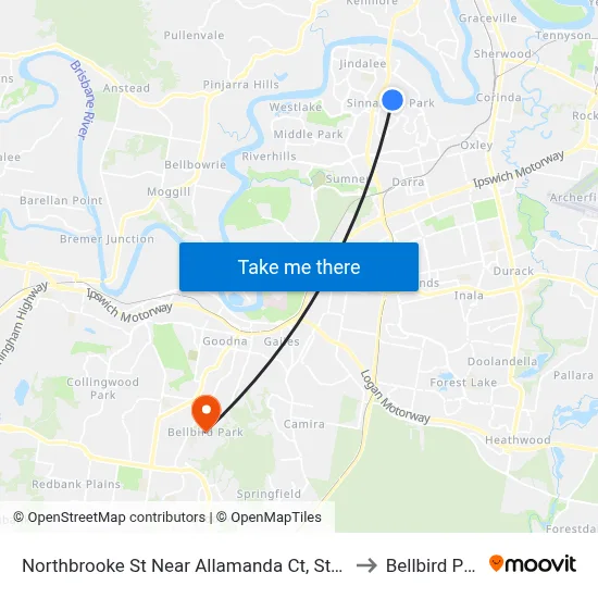 Northbrooke St Near Allamanda Ct, Stop 59 to Bellbird Park map