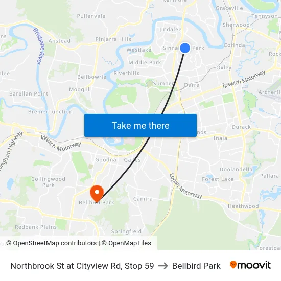 Northbrook St at Cityview Rd, Stop 59 to Bellbird Park map