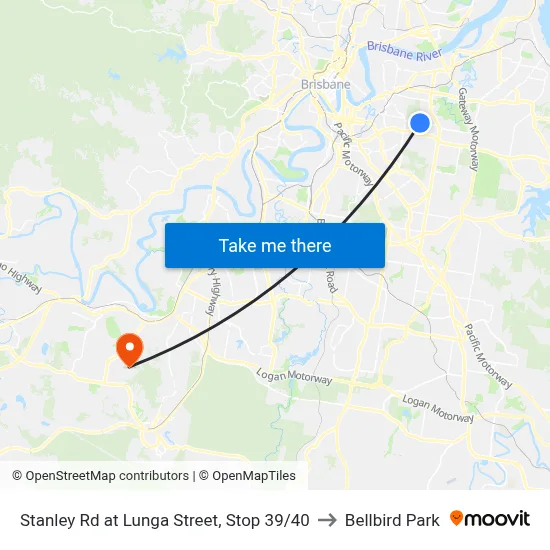 Stanley Rd at Lunga Street, Stop 39/40 to Bellbird Park map