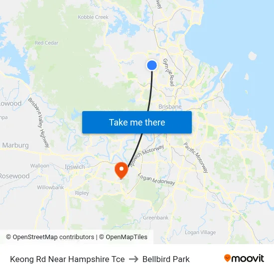 Keong Rd Near Hampshire Tce to Bellbird Park map
