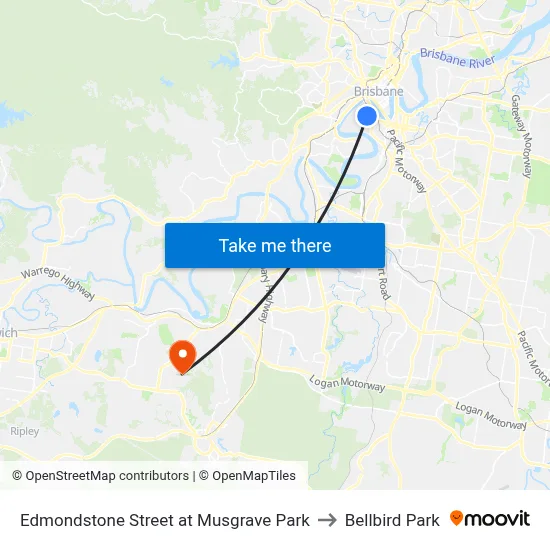 Edmondstone Street at Musgrave Park to Bellbird Park map
