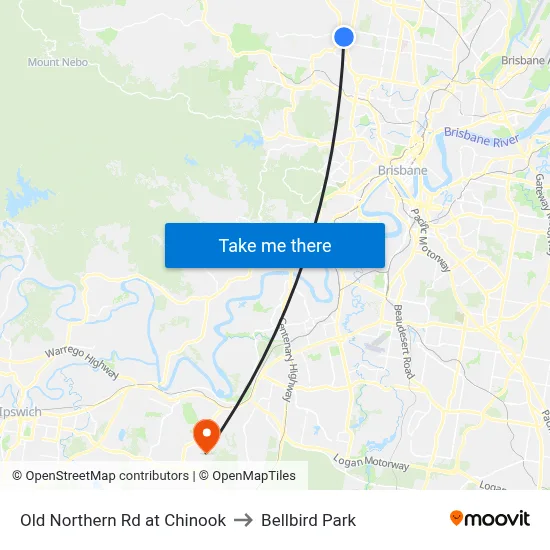 Old Northern Rd at Chinook to Bellbird Park map