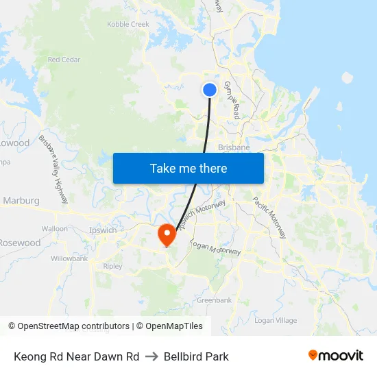 Keong Rd Near Dawn Rd to Bellbird Park map