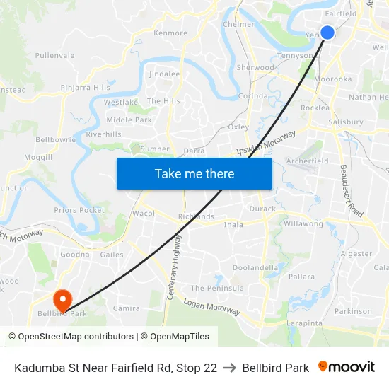Kadumba St Near Fairfield Rd, Stop 22 to Bellbird Park map
