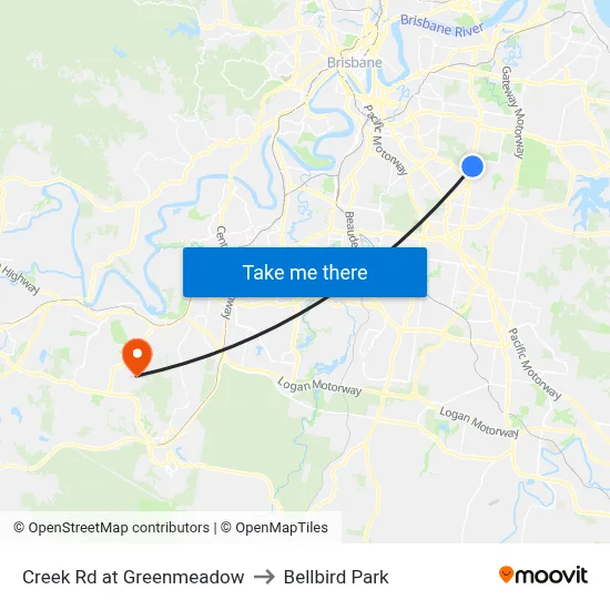 Creek Rd at Greenmeadow to Bellbird Park map