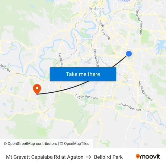 Mt Gravatt Capalaba Rd at Agaton to Bellbird Park map