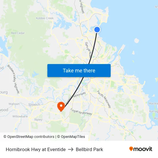 Hornibrook Hwy at Eventide to Bellbird Park map