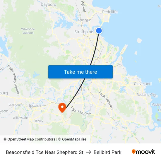 Beaconsfield Tce Near Shepherd St to Bellbird Park map