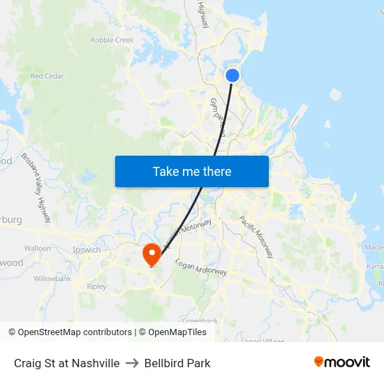 Craig St at Nashville to Bellbird Park map