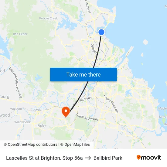 Lascelles St at Brighton, Stop 56a to Bellbird Park map