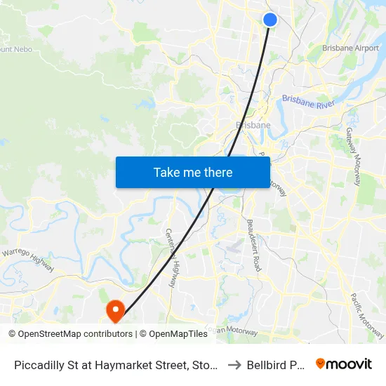 Piccadilly St at Haymarket Street, Stop 48 to Bellbird Park map