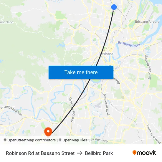 Robinson Rd at Bassano Street to Bellbird Park map