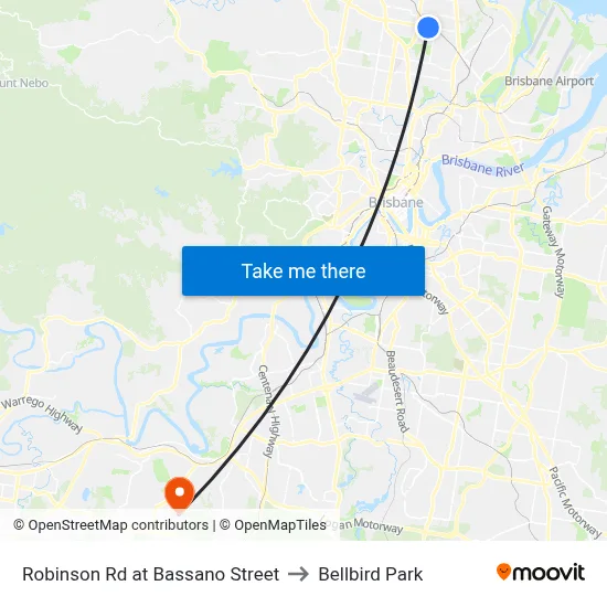 Robinson Rd at Bassano Street to Bellbird Park map