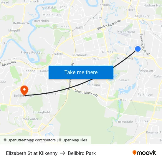 Elizabeth St at Kilkenny to Bellbird Park map