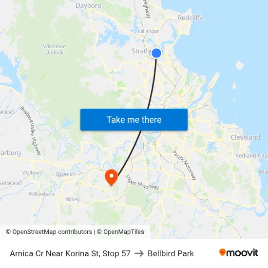 Arnica Cr Near Korina St, Stop 57 to Bellbird Park map