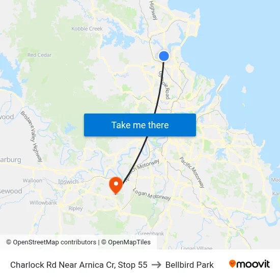 Charlock Rd Near Arnica Cr, Stop 55 to Bellbird Park map