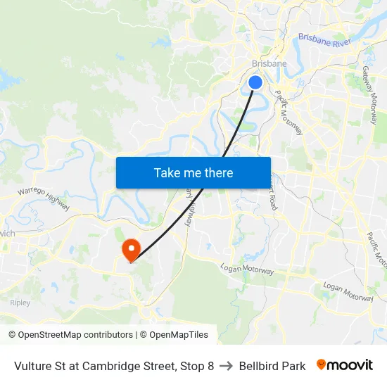 Vulture St at Cambridge Street, Stop 8 to Bellbird Park map