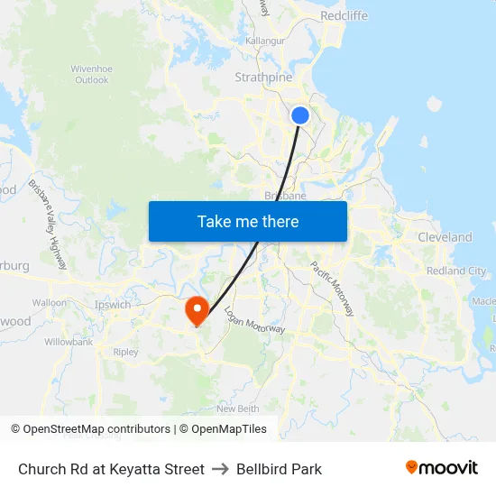 Church Rd at Keyatta Street to Bellbird Park map