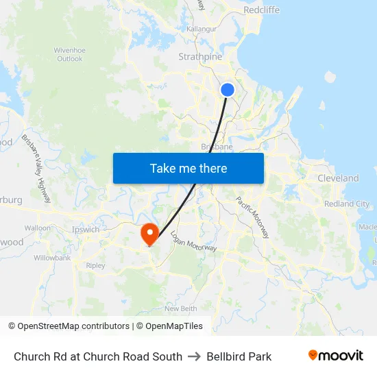 Church Rd at Church Road South to Bellbird Park map