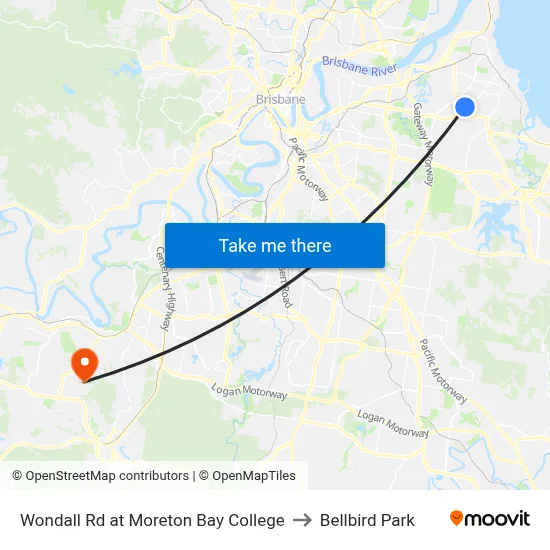 Wondall Rd at Moreton Bay College to Bellbird Park map