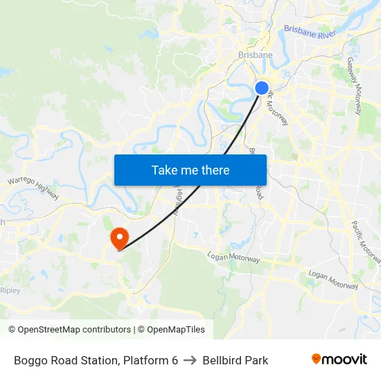 Boggo Road Station, Platform 6 to Bellbird Park map