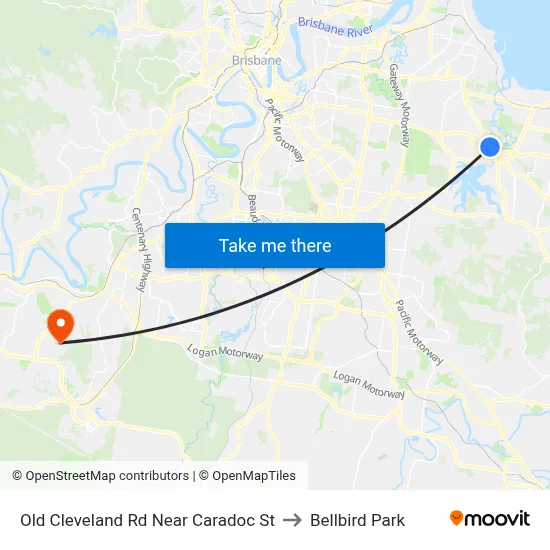 Old Cleveland Rd Near Caradoc St to Bellbird Park map