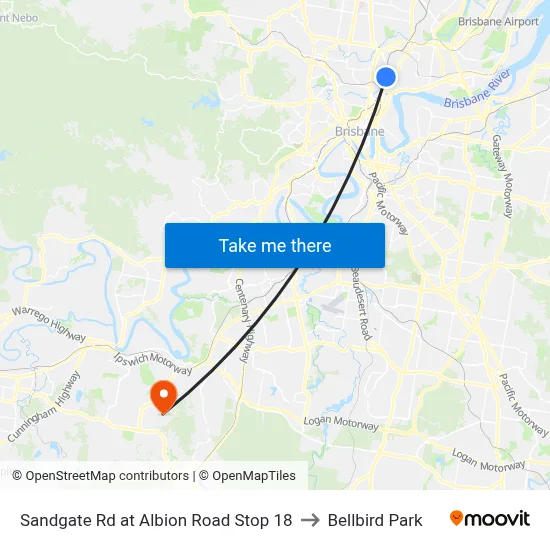 Sandgate Rd at Albion Road Stop 18 to Bellbird Park map