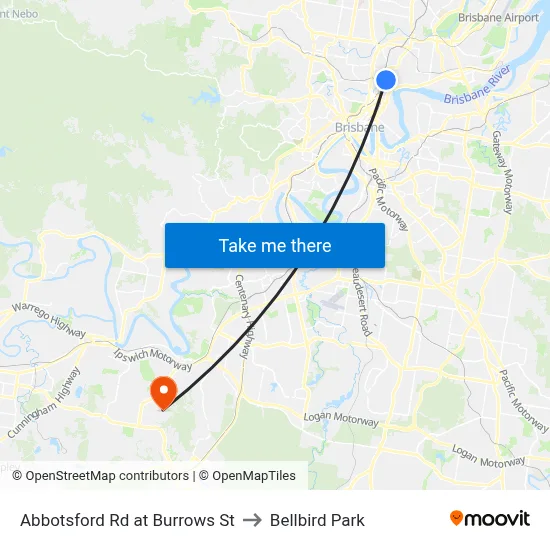 Abbotsford Rd at Burrows St to Bellbird Park map