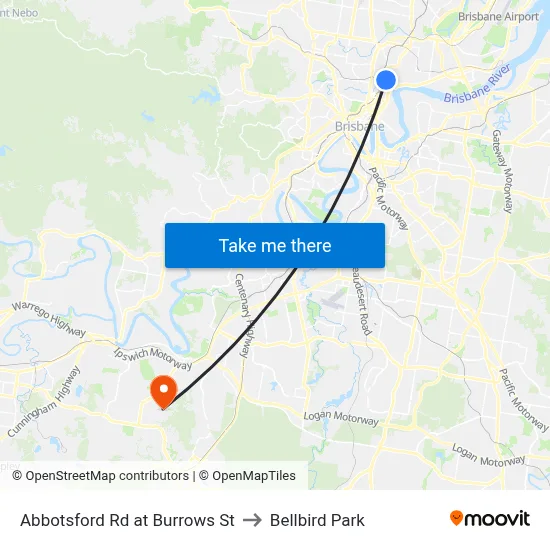 Abbotsford Rd at Burrows St to Bellbird Park map