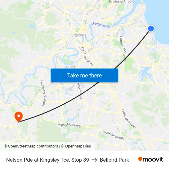 Nelson Pde at Kingsley Tce, Stop 89 to Bellbird Park map
