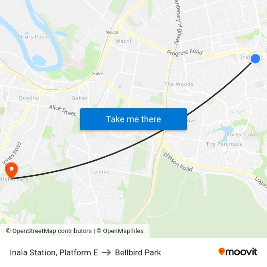 Inala Station, Platform E to Bellbird Park map