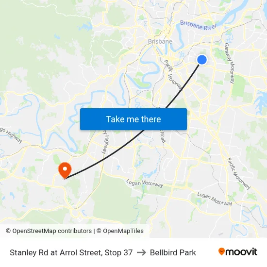 Stanley Rd at Arrol Street, Stop 37 to Bellbird Park map