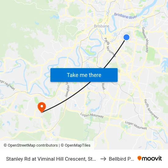 Stanley Rd at Viminal Hill Crescent, Stop 35a to Bellbird Park map