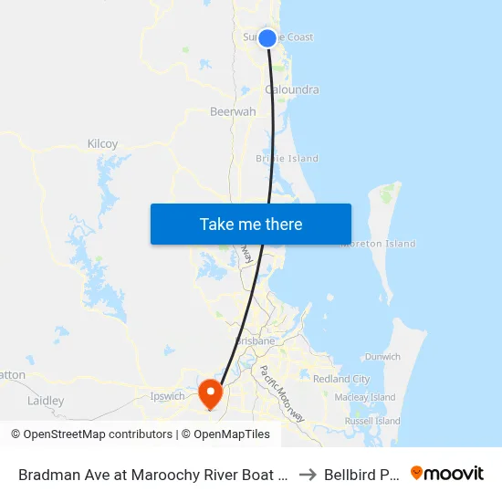 Bradman Ave at Maroochy River Boat Ramp to Bellbird Park map