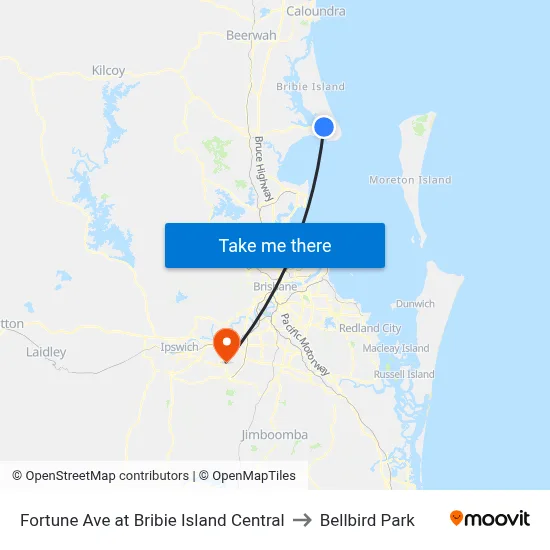 Fortune Ave at Bribie Island Central to Bellbird Park map