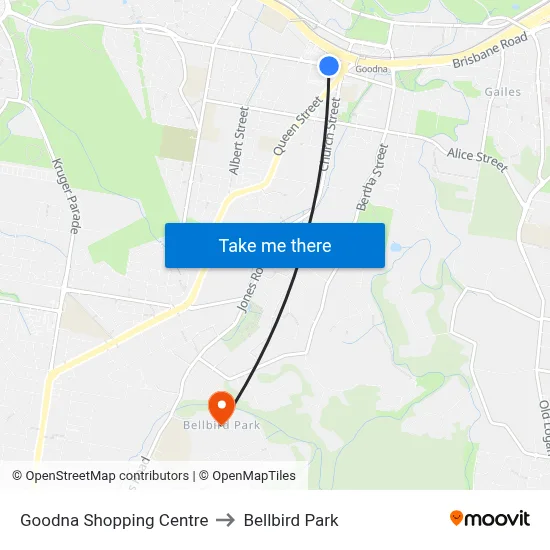 Goodna Shopping Centre to Bellbird Park map