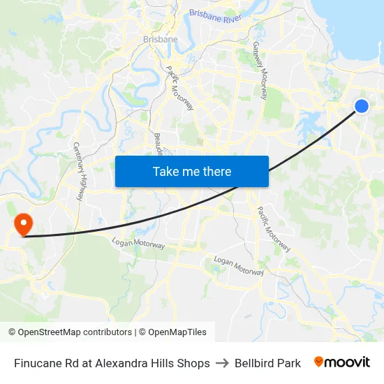Finucane Rd at Alexandra Hills Shops to Bellbird Park map