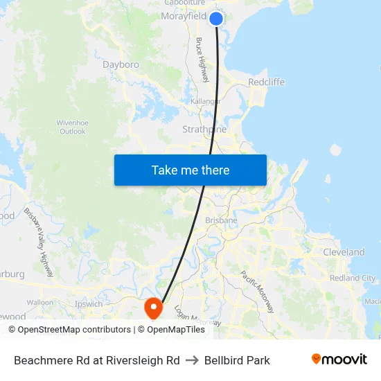 Beachmere Rd at Riversleigh Rd to Bellbird Park map