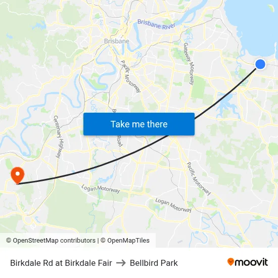 Birkdale Rd at Birkdale Fair to Bellbird Park map