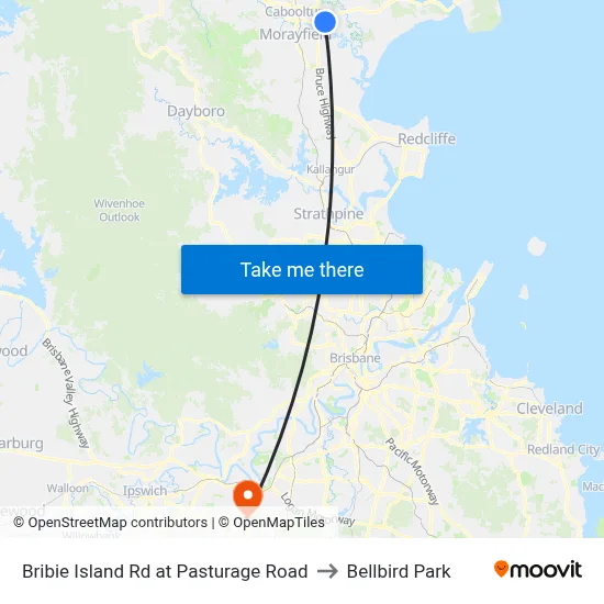 Bribie Island Rd at Pasturage Road to Bellbird Park map