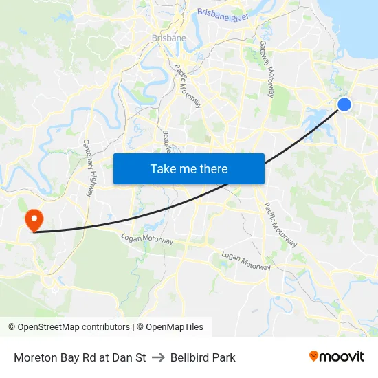 Moreton Bay Rd at Dan St to Bellbird Park map