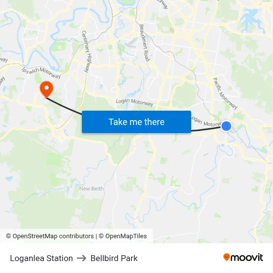 Loganlea Station to Bellbird Park map