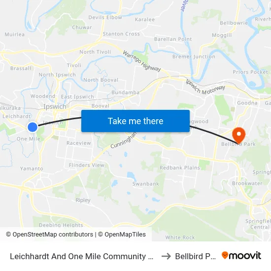 Leichhardt And One Mile Community Centre to Bellbird Park map