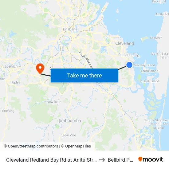 Cleveland Redland Bay Rd at Anita Street to Bellbird Park map