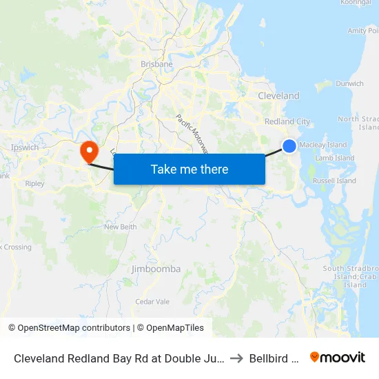 Cleveland Redland Bay Rd at Double Jump Road to Bellbird Park map