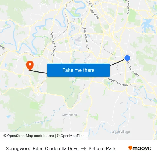 Springwood Rd at Cinderella Drive to Bellbird Park map