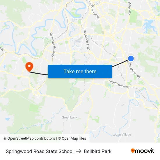 Springwood Road State School to Bellbird Park map