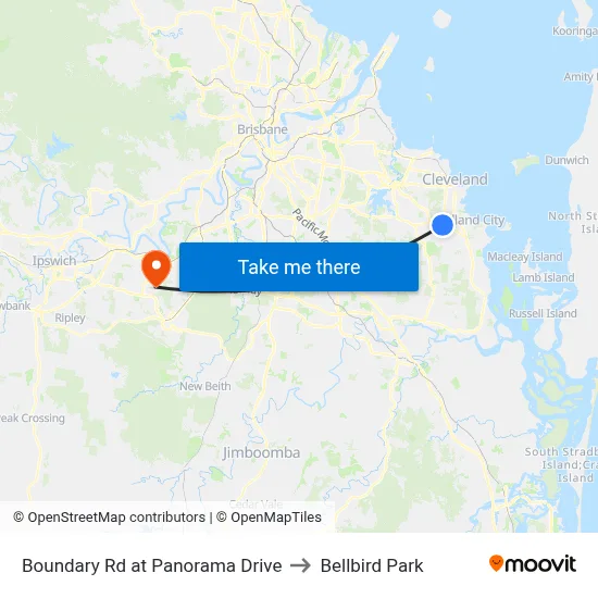 Boundary Rd at Panorama Drive to Bellbird Park map